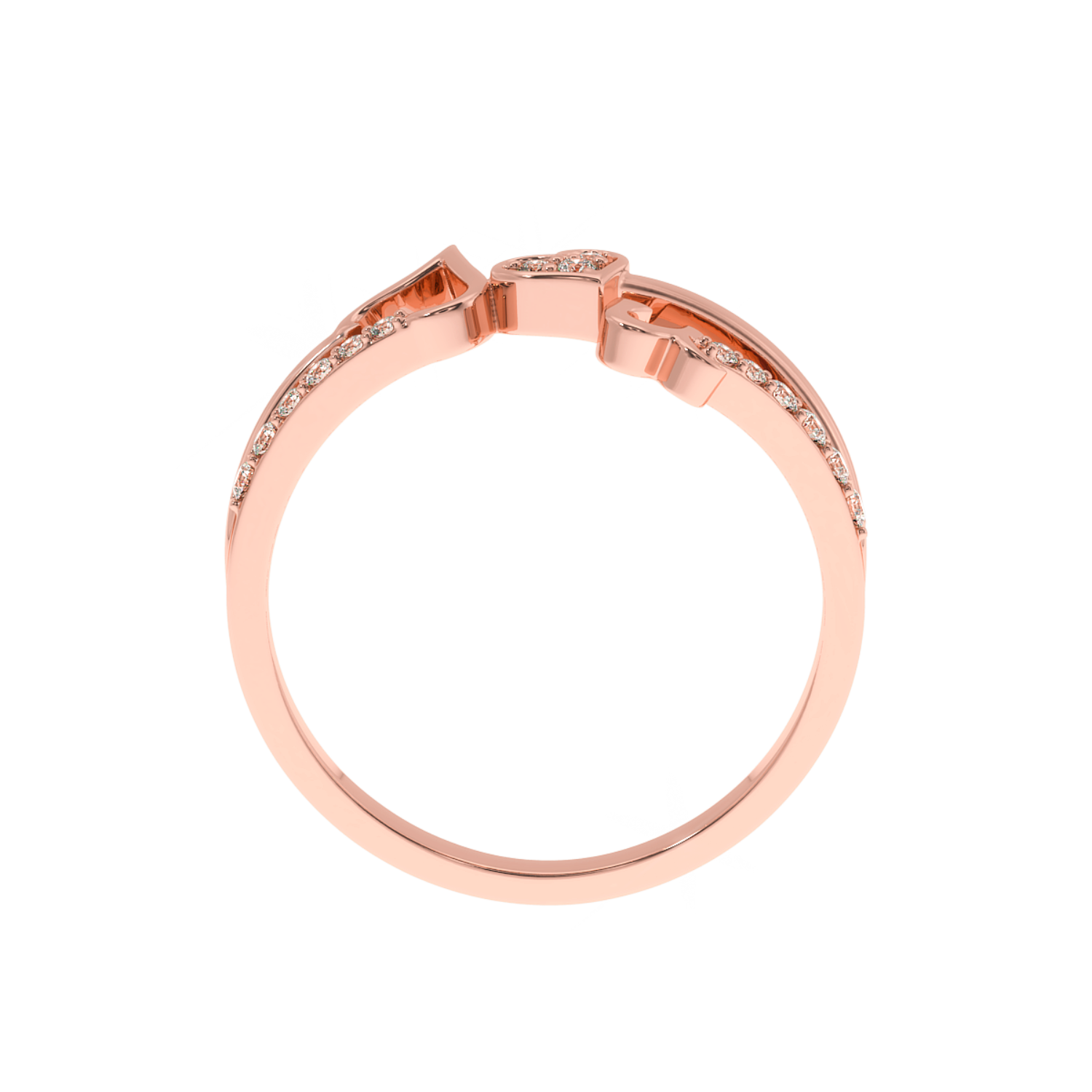 Solitairekart 0.13 CT Intertwined Love Heart Diamond Ring